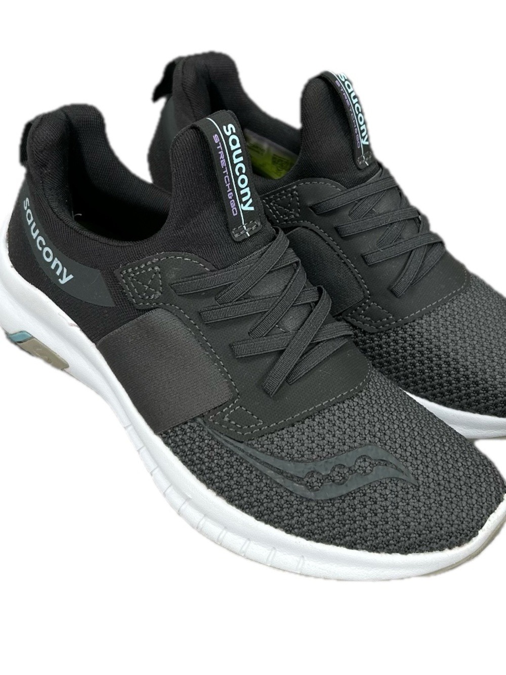 Saucony Women's Stretch & Go Black Slip-On Walking Running Shoes Size 6.5